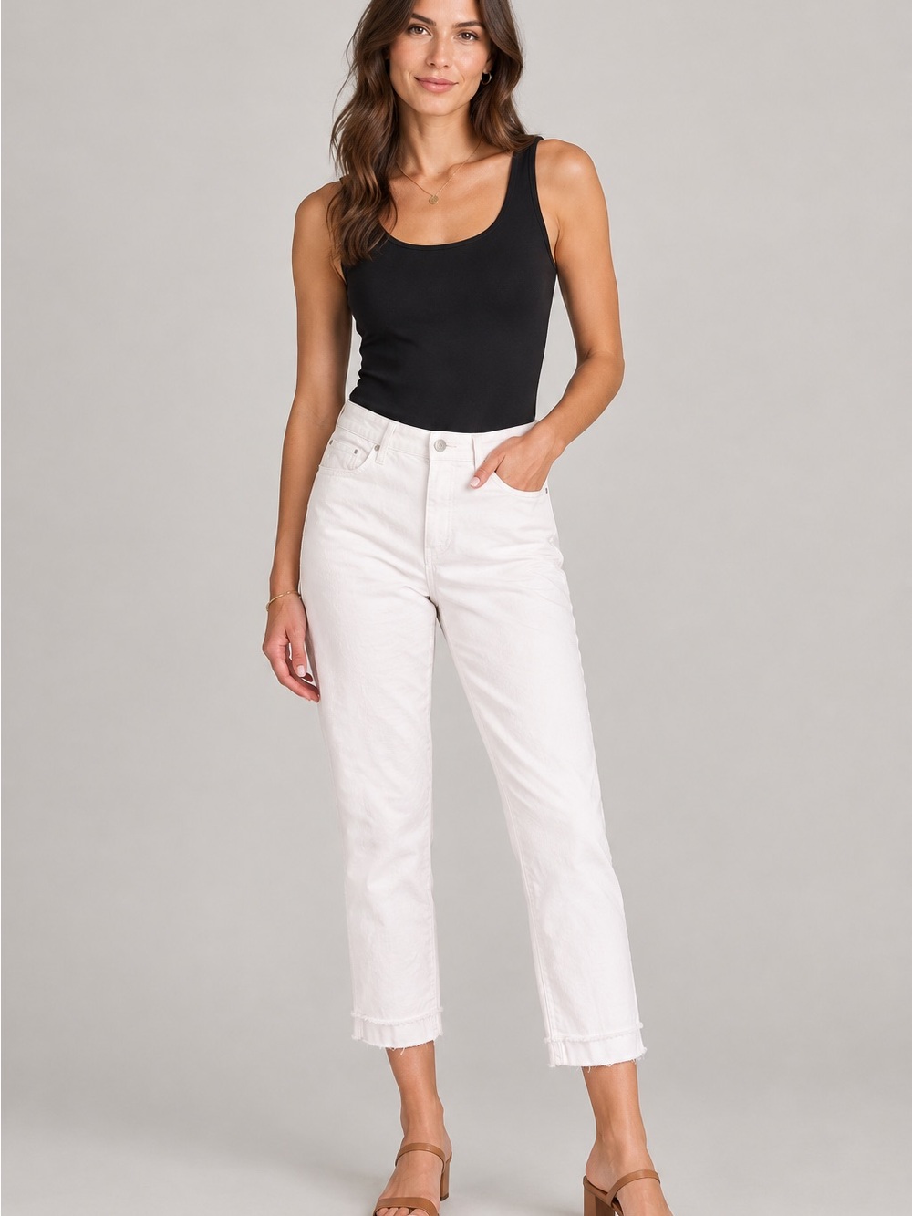 Kut from the Kloth Amy Crop Straight Leg White Jeans - Size 8